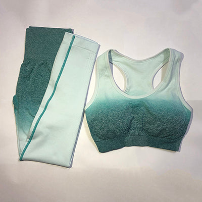 Women's Yoga Set Gym Clothing Ombre Seamless Leggings+Sports Bra Workout Sports Suit Women Energy Fitness Sportswear Active Wear