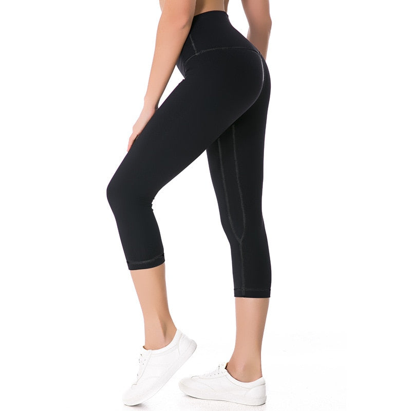 2019 NWT Eshtanga Women Sports Capris Yoga High Elastic Waist Solid Skinny Stretch Capris Leggings Size XXS-XL Free Shipping