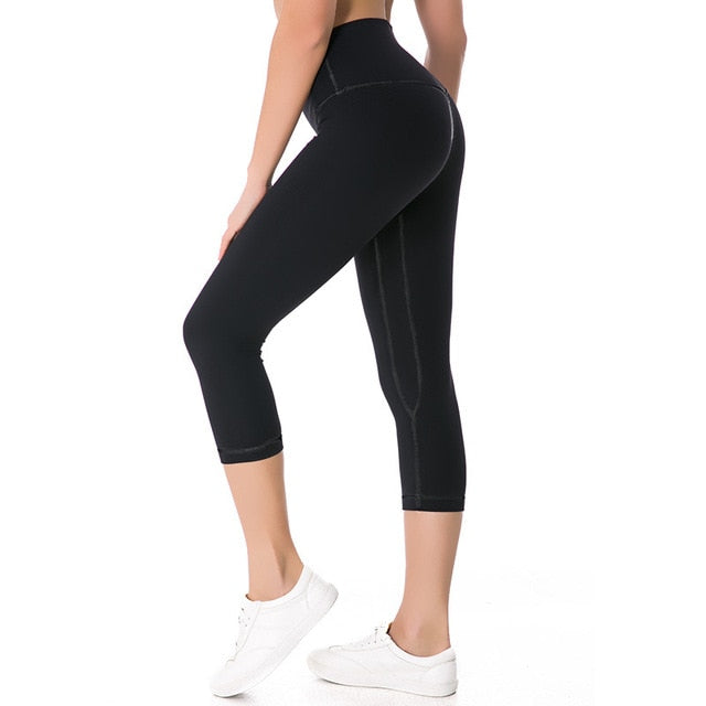 2019 NWT Eshtanga Women Sports Capris Yoga High Elastic Waist Solid Skinny Stretch Capris Leggings Size XXS-XL Free Shipping