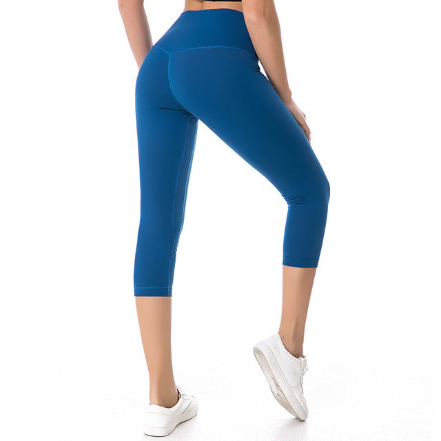 2019 NWT Eshtanga Women Sports Capris Yoga High Elastic Waist Solid Skinny Stretch Capris Leggings Size XXS-XL Free Shipping