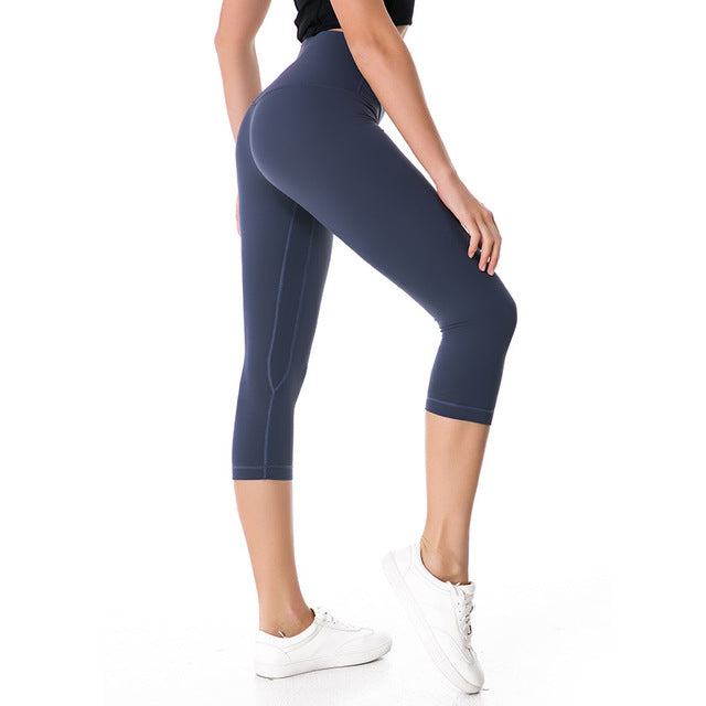 2019 NWT Eshtanga Women Sports Capris Yoga High Elastic Waist Solid Skinny Stretch Capris Leggings Size XXS-XL Free Shipping